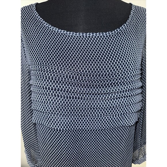 Banana Republic Sheer Blue Printed Peasant Top Size Medium Mm61 - Picture 2 of 12